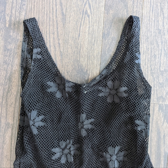 Black Mesh Floral Dress - Picture 1 of 5